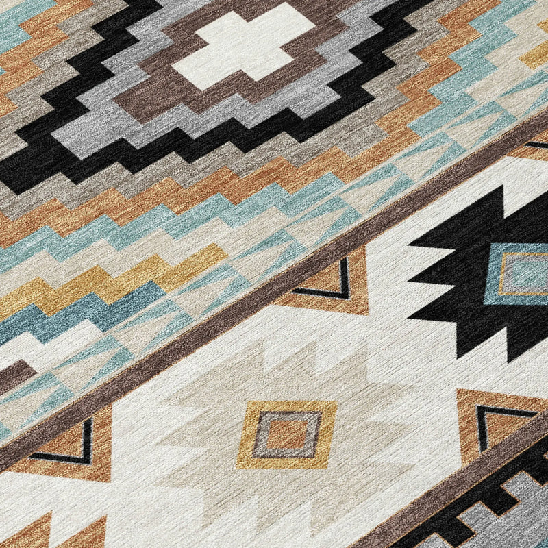10' X 14' Chocolate And Gold Southwestern Washable Indoor Outdoor Area Rug Homeroots Outdoor