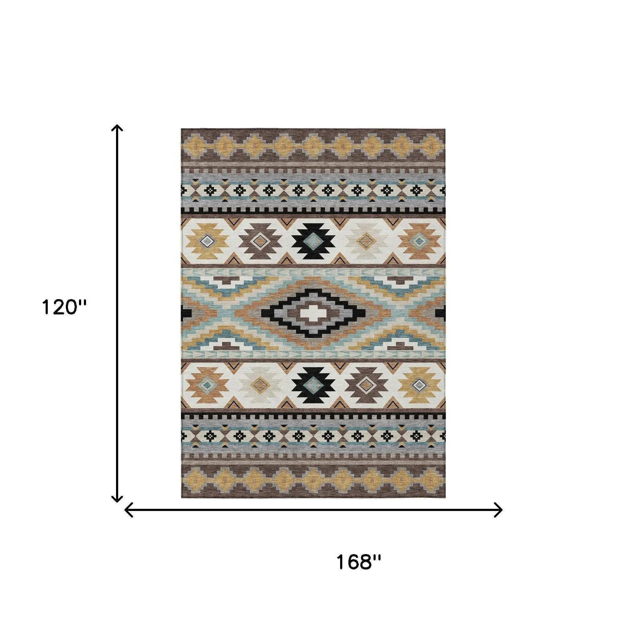 10' X 14' Chocolate And Gold Southwestern Washable Indoor Outdoor Area Rug Homeroots Outdoor