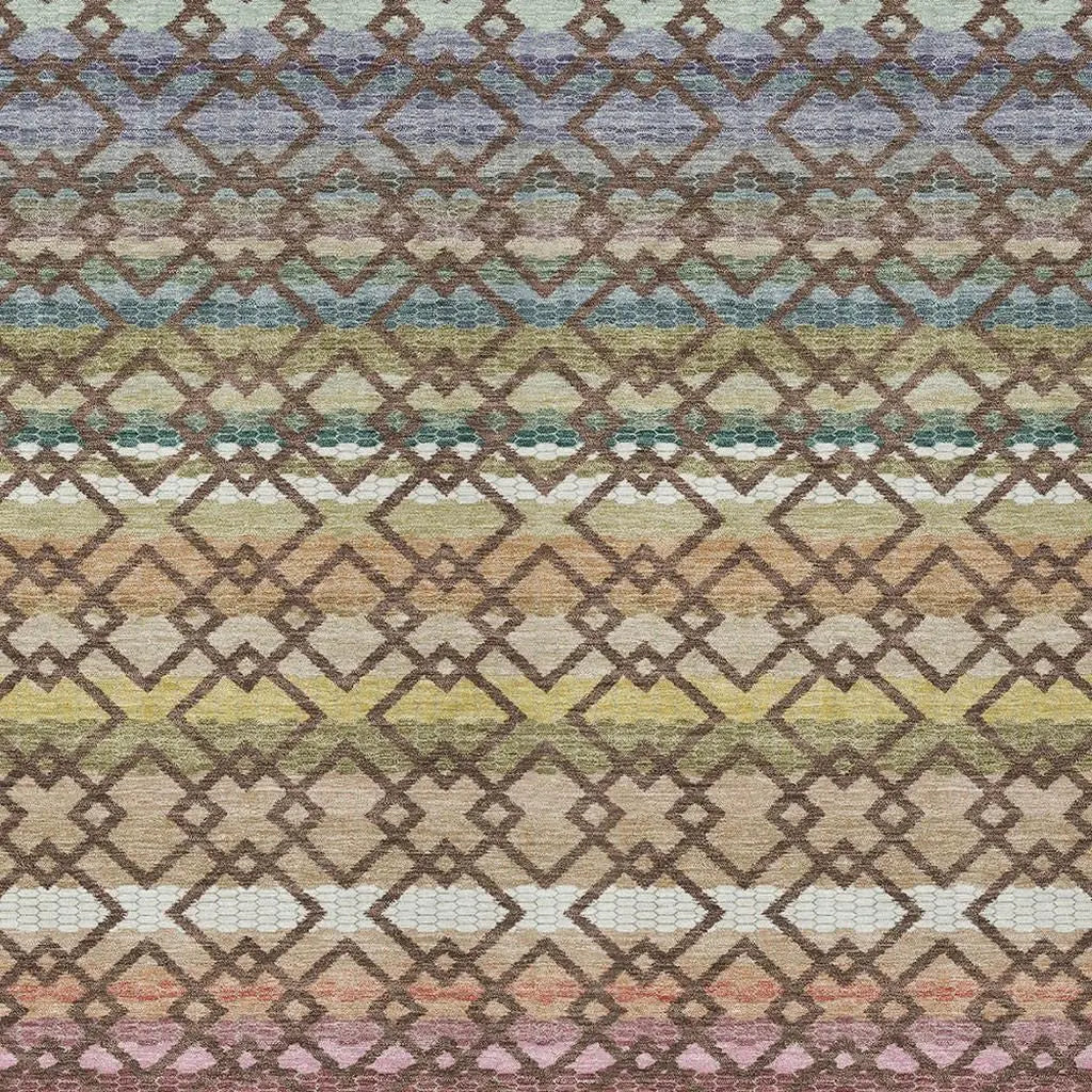 10' X 14' Chocolate And Gold Striped Washable Indoor Outdoor Area Rug Homeroots Outdoor