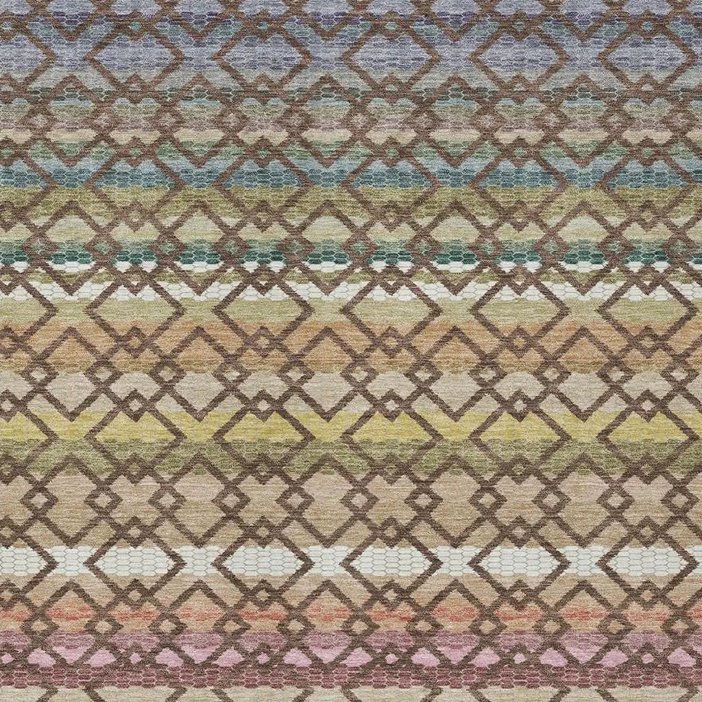 10' X 14' Chocolate And Gold Striped Washable Indoor Outdoor Area Rug Homeroots Outdoor