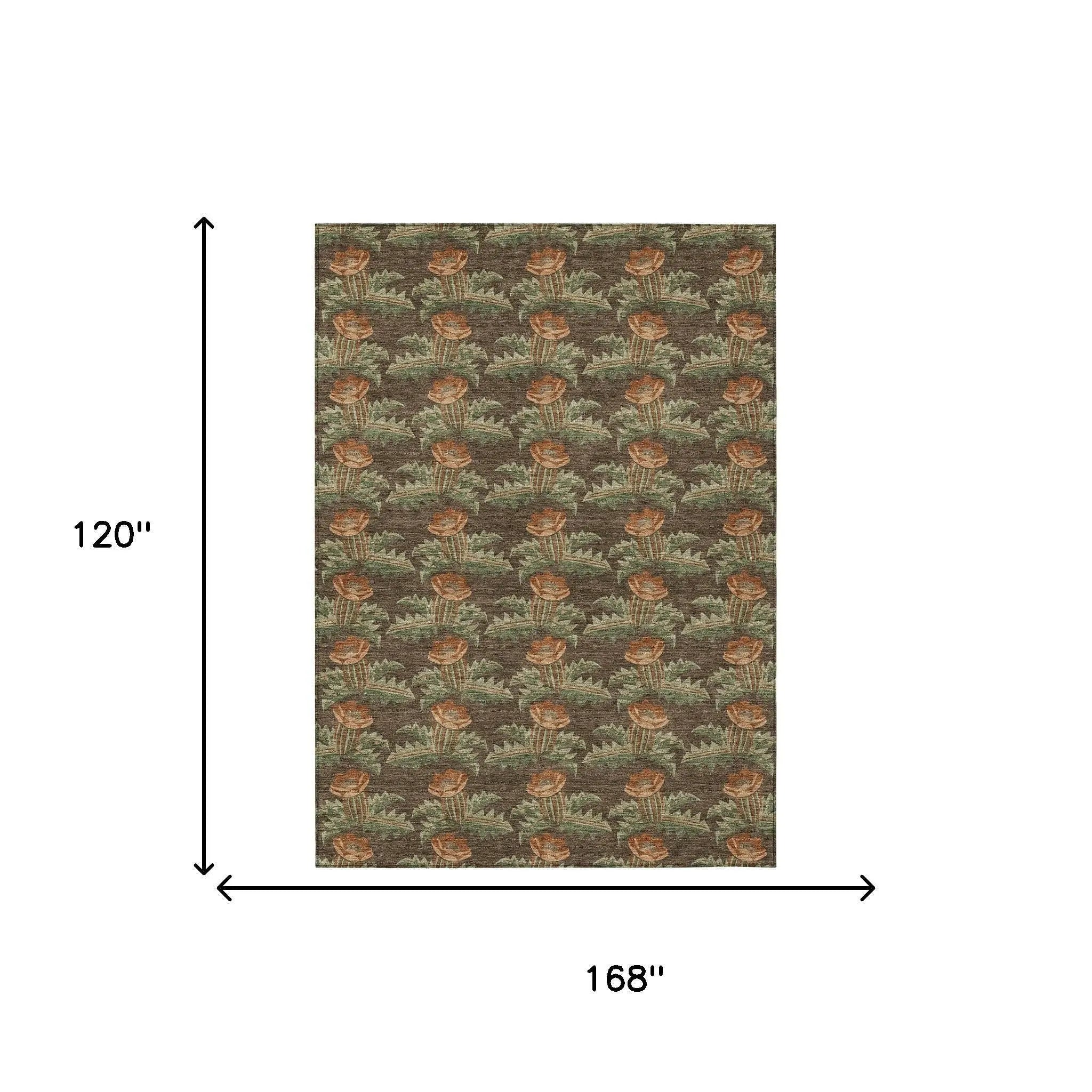 10' X 14' Chocolate And Graphite Floral Washable Indoor Outdoor Area Rug Homeroots Outdoor