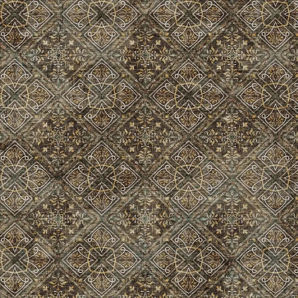 10' X 14' Chocolate And Gray Geometric Washable Indoor Outdoor Area Rug Homeroots Outdoor