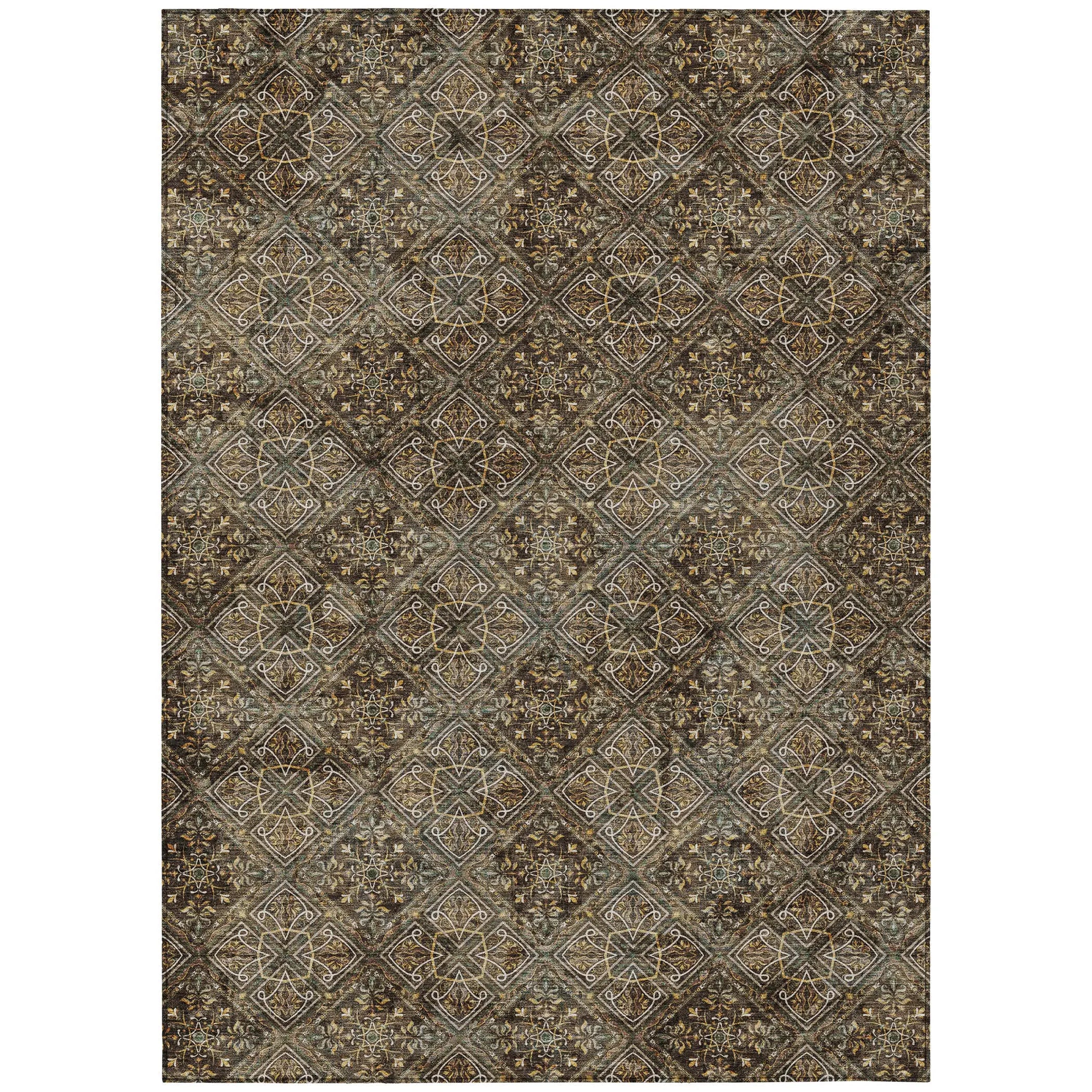 10' X 14' Chocolate And Gray Geometric Washable Indoor Outdoor Area Rug Homeroots Outdoor