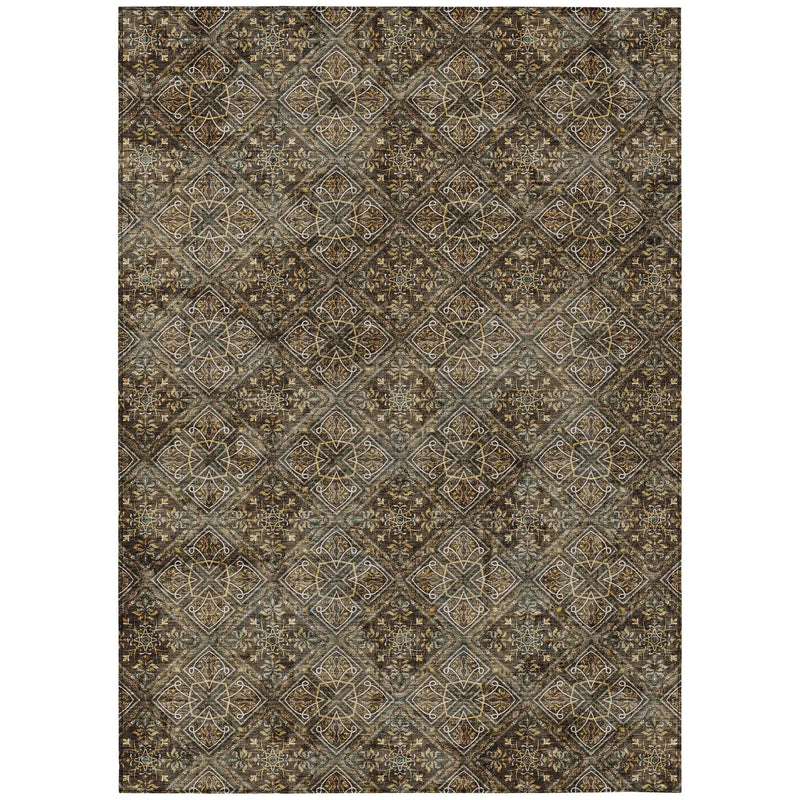 10' X 14' Chocolate And Gray Geometric Washable Indoor Outdoor Area Rug Homeroots Outdoor