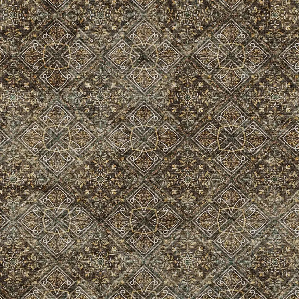 10' X 14' Chocolate And Gray Geometric Washable Indoor Outdoor Area Rug Homeroots Outdoor