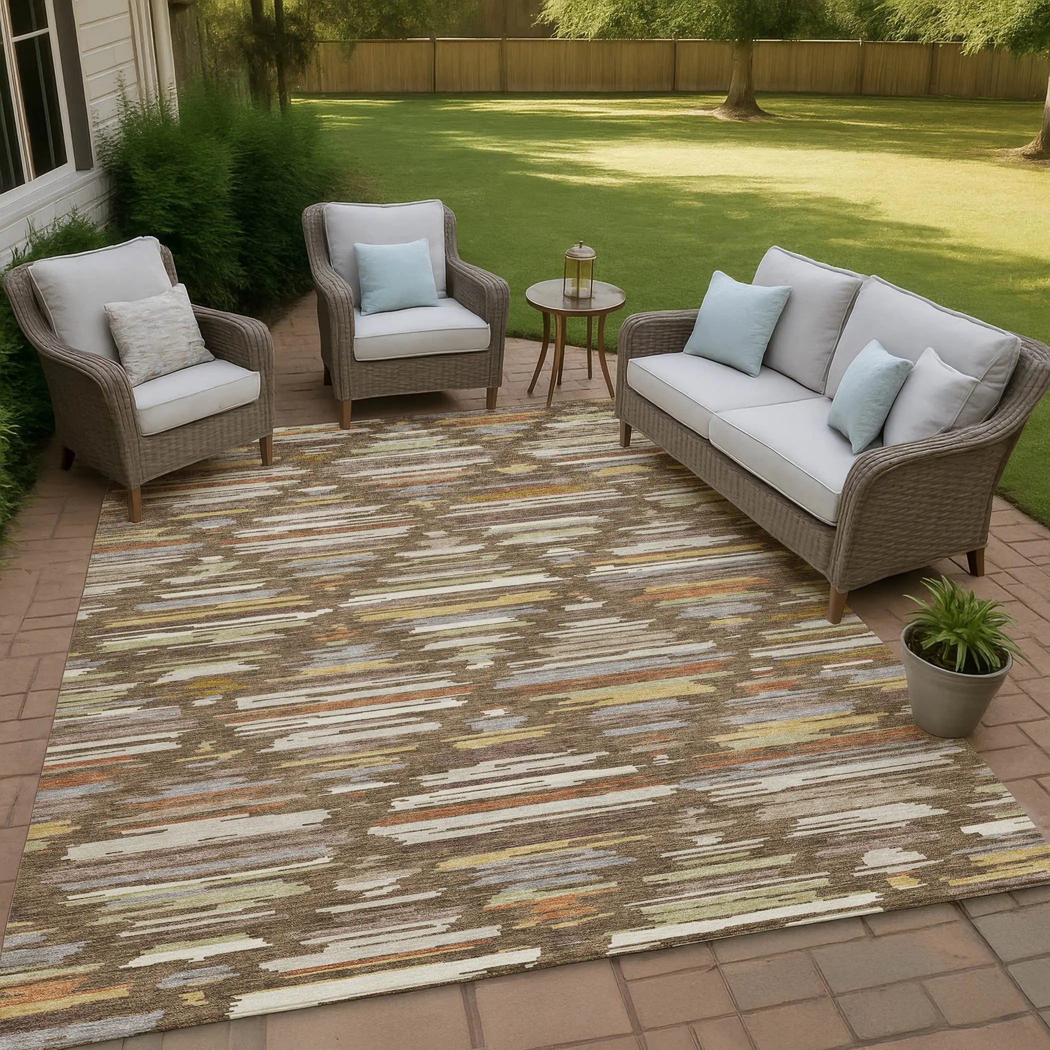 10' X 14' Chocolate And Gray Southwestern Washable Indoor Outdoor Area Rug Homeroots Outdoor