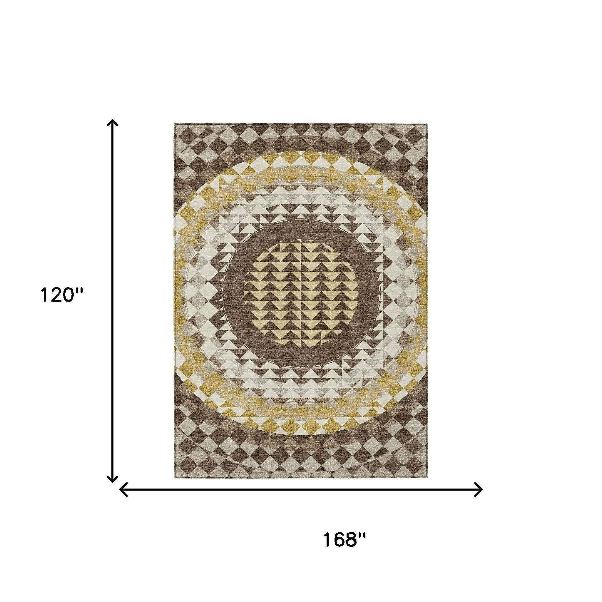 10' X 14' Chocolate And Green Geometric Washable Indoor Outdoor Area Rug Homeroots Outdoor