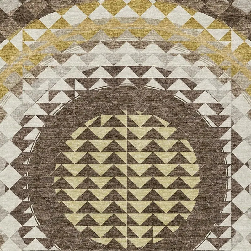 10' X 14' Chocolate And Green Geometric Washable Indoor Outdoor Area Rug Homeroots Outdoor