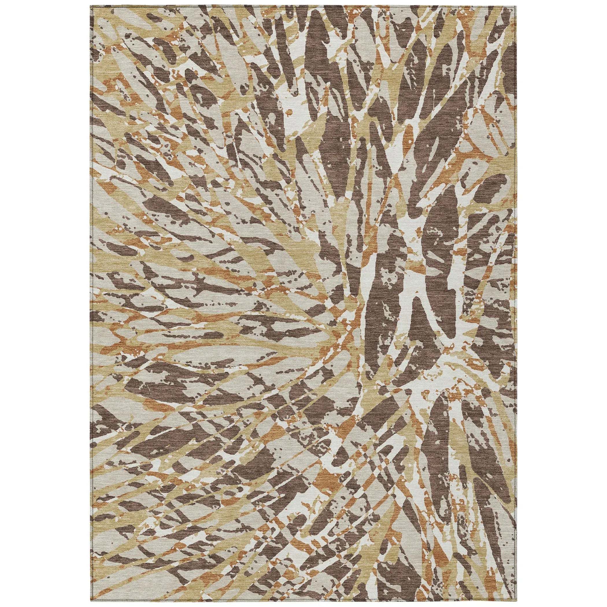 10' X 14' Chocolate And Ivory Abstract Washable Indoor Outdoor Area Rug Homeroots Outdoor