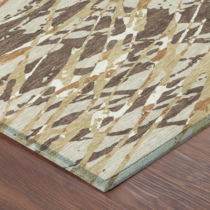10' X 14' Chocolate And Ivory Abstract Washable Indoor Outdoor Area Rug Homeroots Outdoor