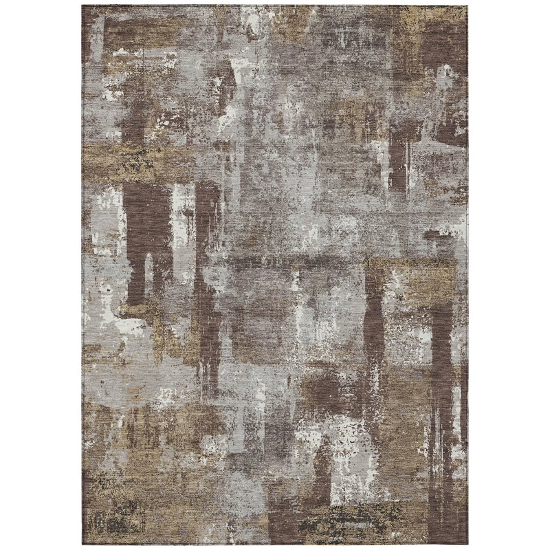 10' X 14' Chocolate And Ivory Abstract Washable Indoor Outdoor Area Rug Homeroots Outdoor