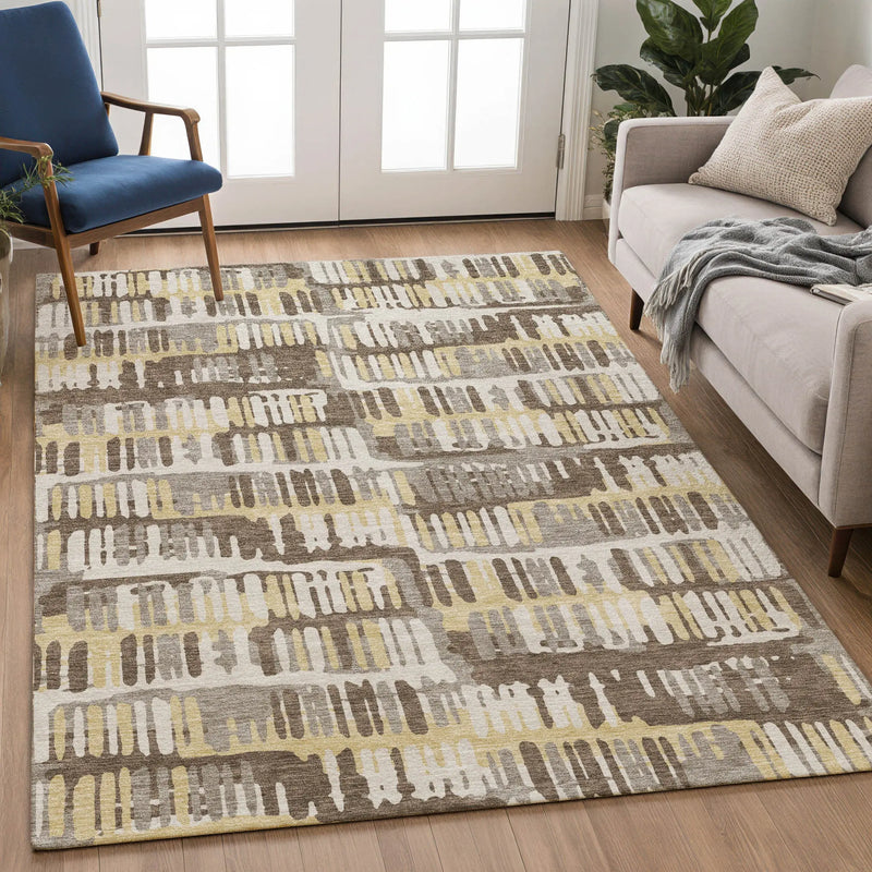 10' X 14' Chocolate And Ivory Abstract Washable Indoor Outdoor Area Rug Homeroots Outdoor