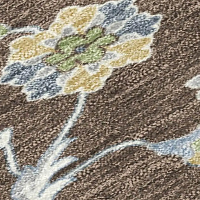 10' X 14' Chocolate And Ivory Floral Medallion Washable Indoor Outdoor Area Rug Homeroots Outdoor