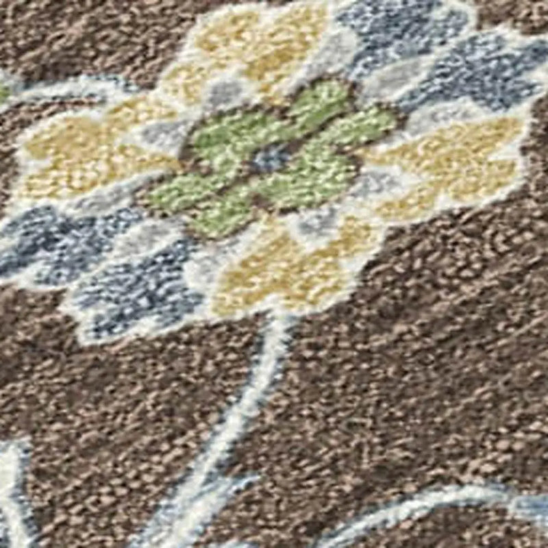 10' X 14' Chocolate And Ivory Floral Medallion Washable Indoor Outdoor Area Rug Homeroots Outdoor