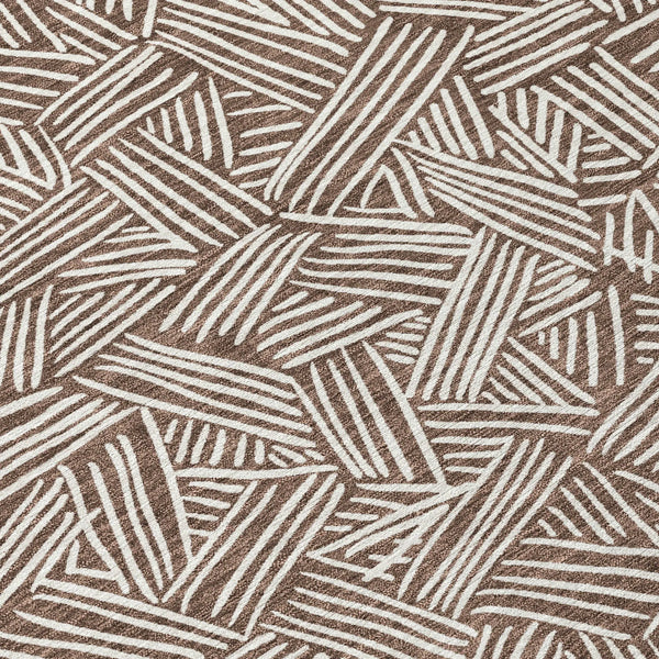 10' X 14' Chocolate And Ivory Geometric Washable Indoor Outdoor Area Rug Homeroots Outdoor