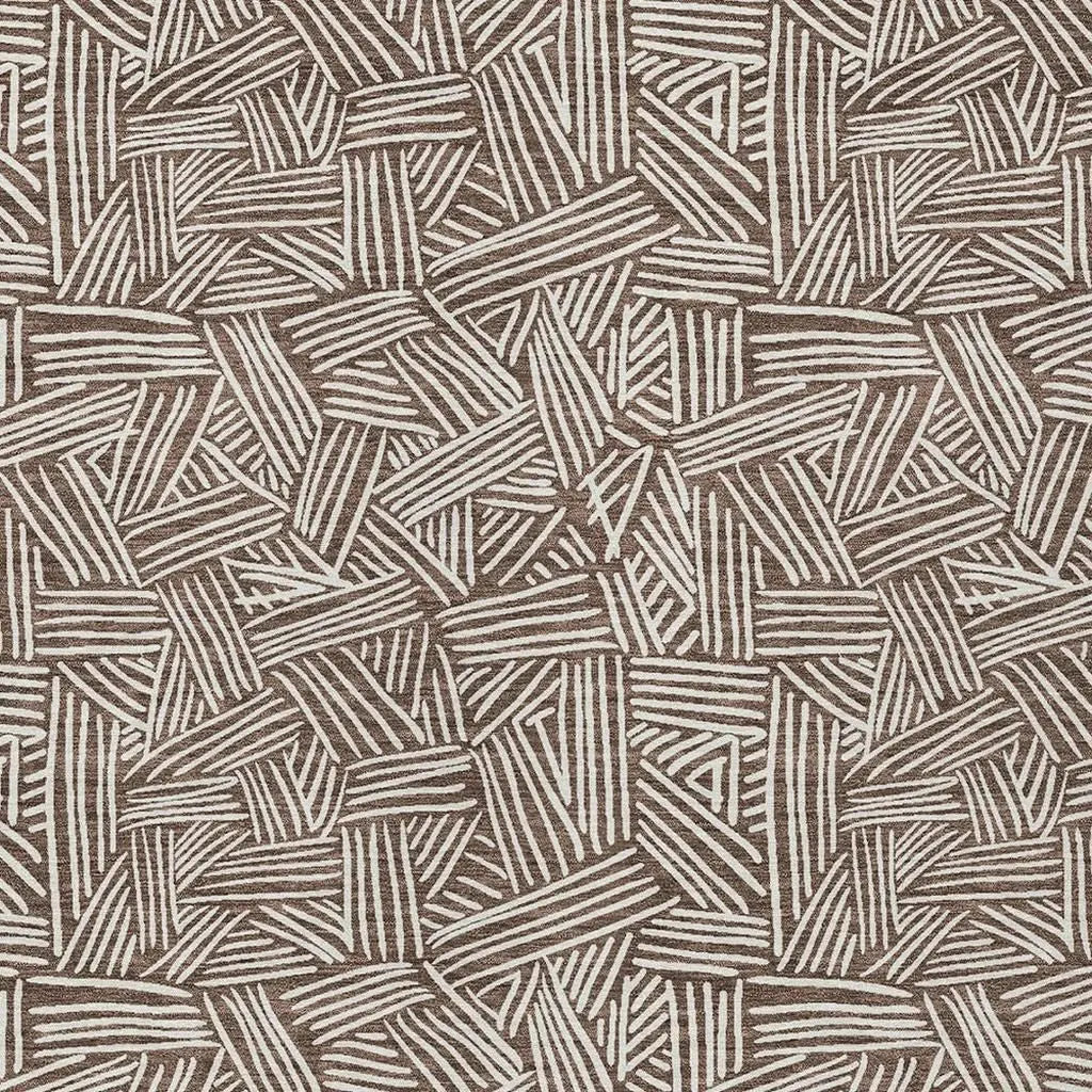10' X 14' Chocolate And Ivory Geometric Washable Indoor Outdoor Area Rug Homeroots Outdoor