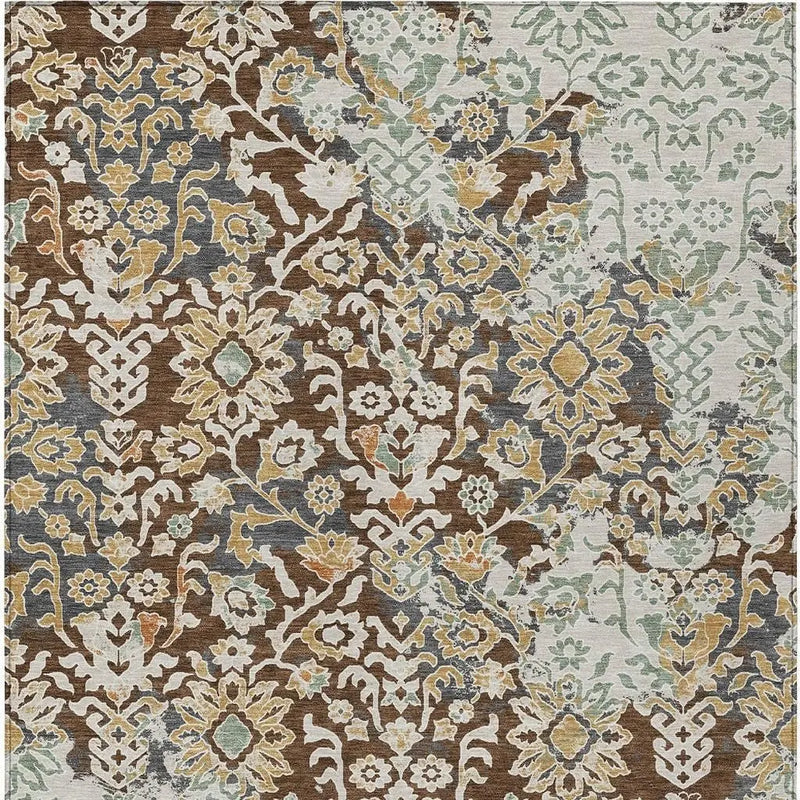 10' X 14' Chocolate And Ivory Geometric Washable Indoor Outdoor Area Rug Homeroots Outdoor