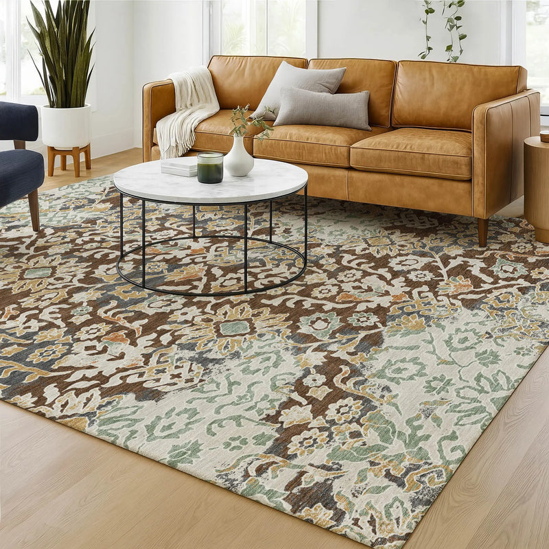 10' X 14' Chocolate And Ivory Geometric Washable Indoor Outdoor Area Rug Homeroots Outdoor