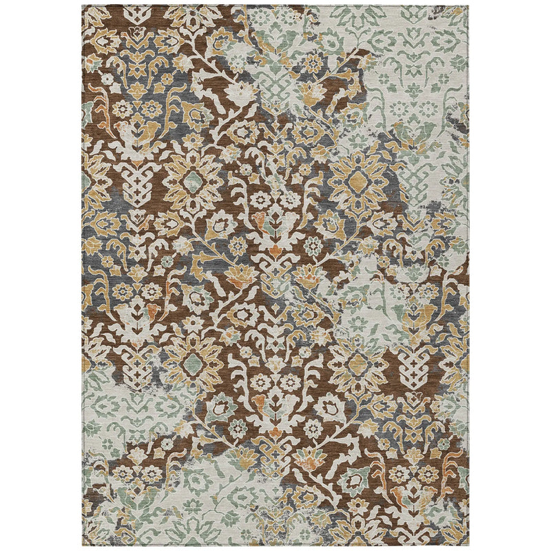 10' X 14' Chocolate And Ivory Geometric Washable Indoor Outdoor Area Rug Homeroots Outdoor
