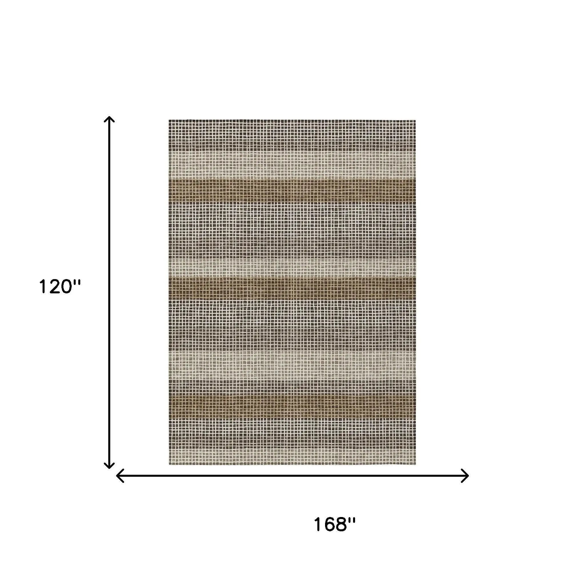 10' X 14' Chocolate And Ivory Striped Washable Indoor Outdoor Area Rug Homeroots Outdoor
