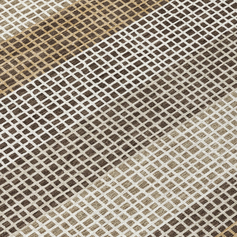 10' X 14' Chocolate And Ivory Striped Washable Indoor Outdoor Area Rug Homeroots Outdoor