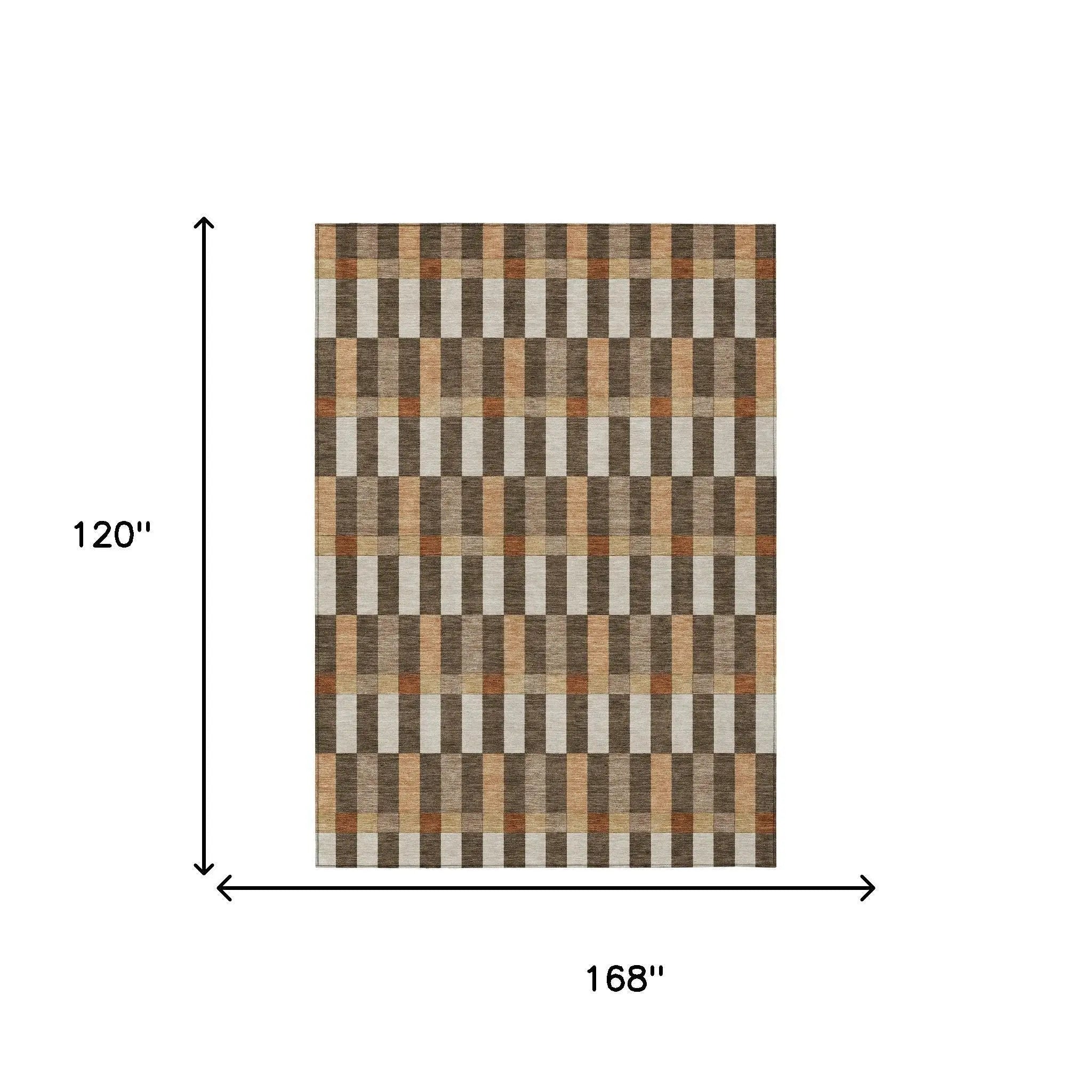 10' X 14' Chocolate And Khaki Geometric Washable Indoor Outdoor Area Rug Homeroots Outdoor