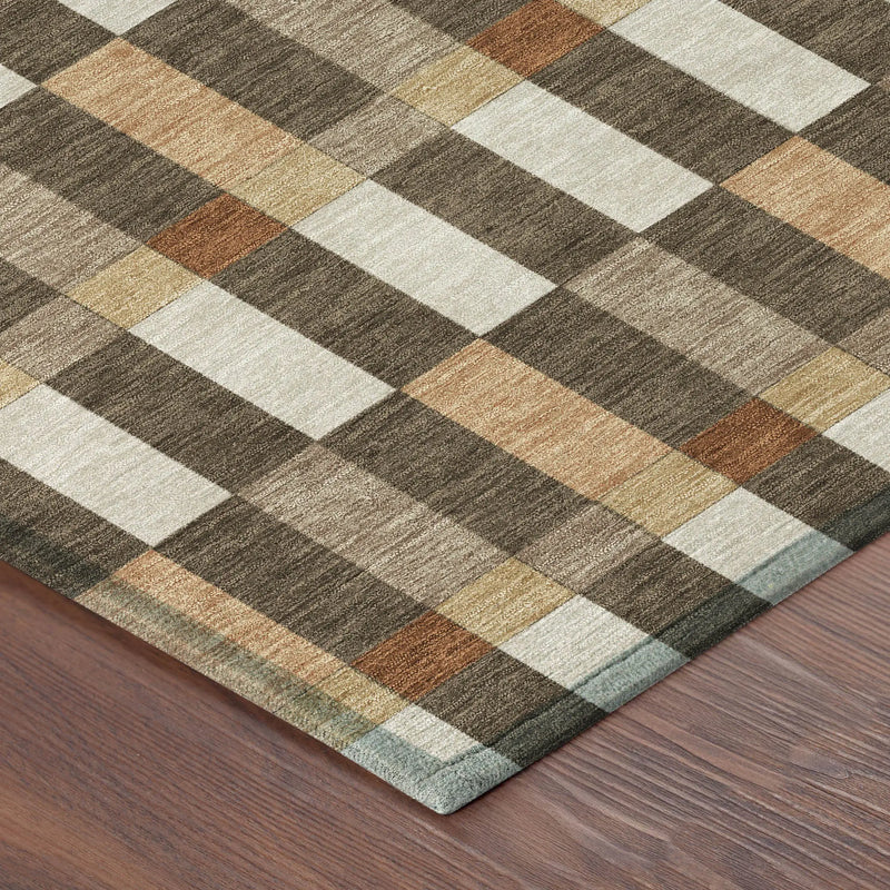 10' X 14' Chocolate And Khaki Geometric Washable Indoor Outdoor Area Rug Homeroots Outdoor