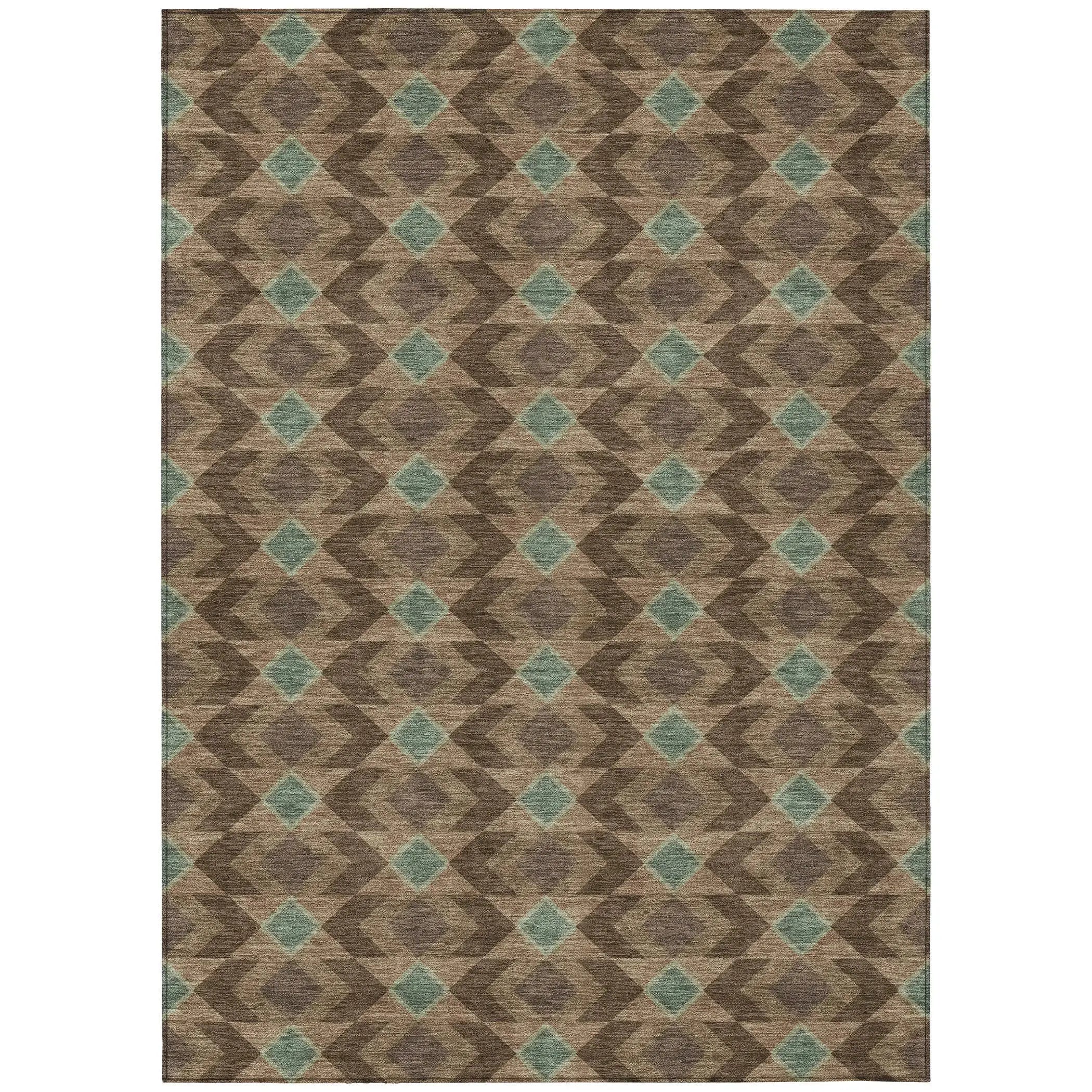 10' X 14' Chocolate And Navy Blue Geometric Washable Indoor Outdoor Area Rug Homeroots Outdoor