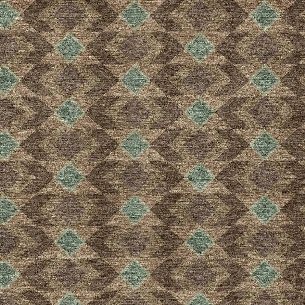 10' X 14' Chocolate And Navy Blue Geometric Washable Indoor Outdoor Area Rug Homeroots Outdoor
