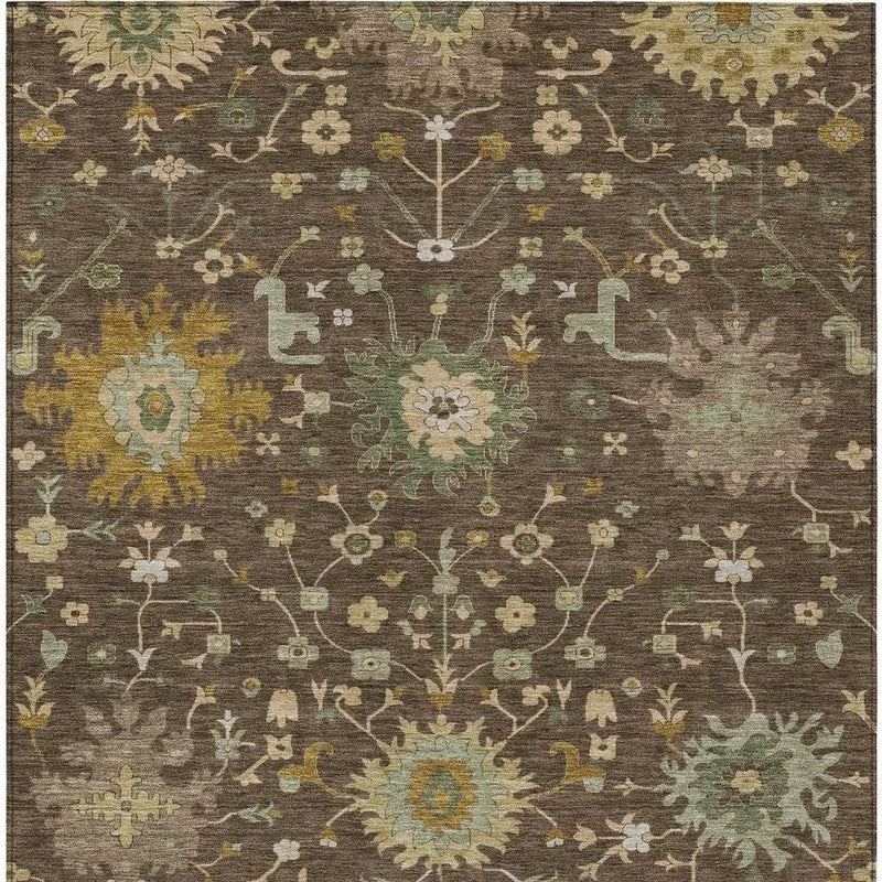 10' X 14' Chocolate And Olive Green Faux Bois Washable Indoor Outdoor Area Rug Homeroots Outdoor