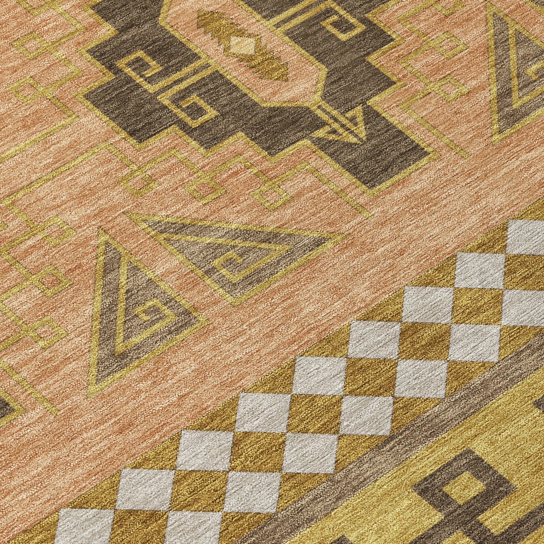 10' X 14' Chocolate And Olive Green Tribal Washable Indoor Outdoor Area Rug Homeroots Outdoor