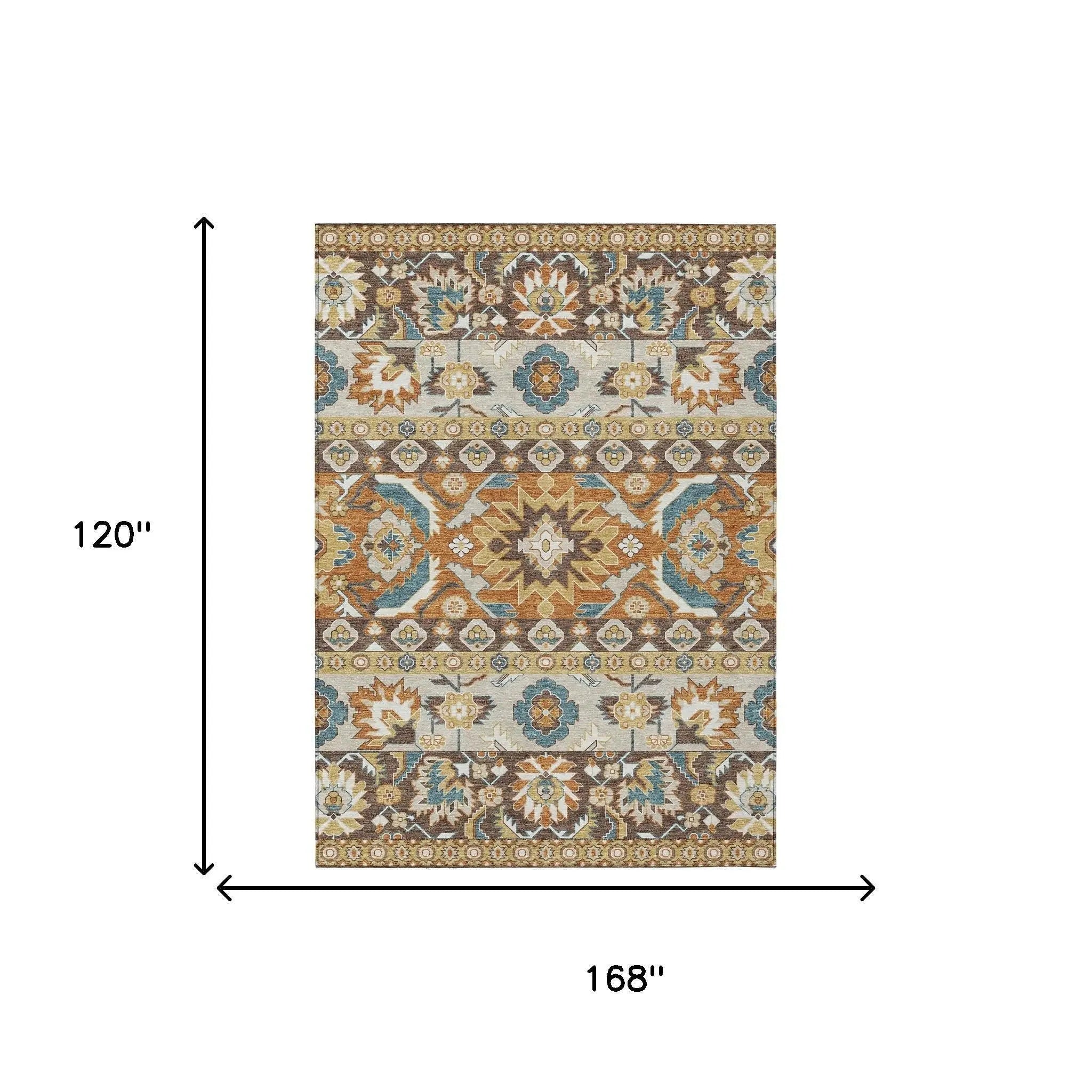 10' X 14' Chocolate And Orange Cactus Washable Indoor Outdoor Area Rug Homeroots Outdoor