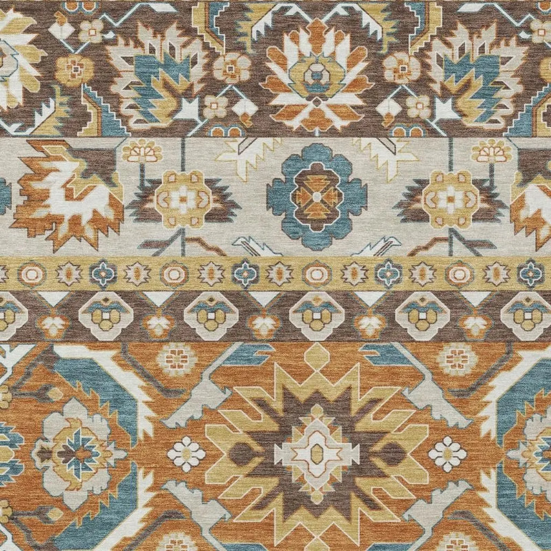 10' X 14' Chocolate And Orange Cactus Washable Indoor Outdoor Area Rug Homeroots Outdoor