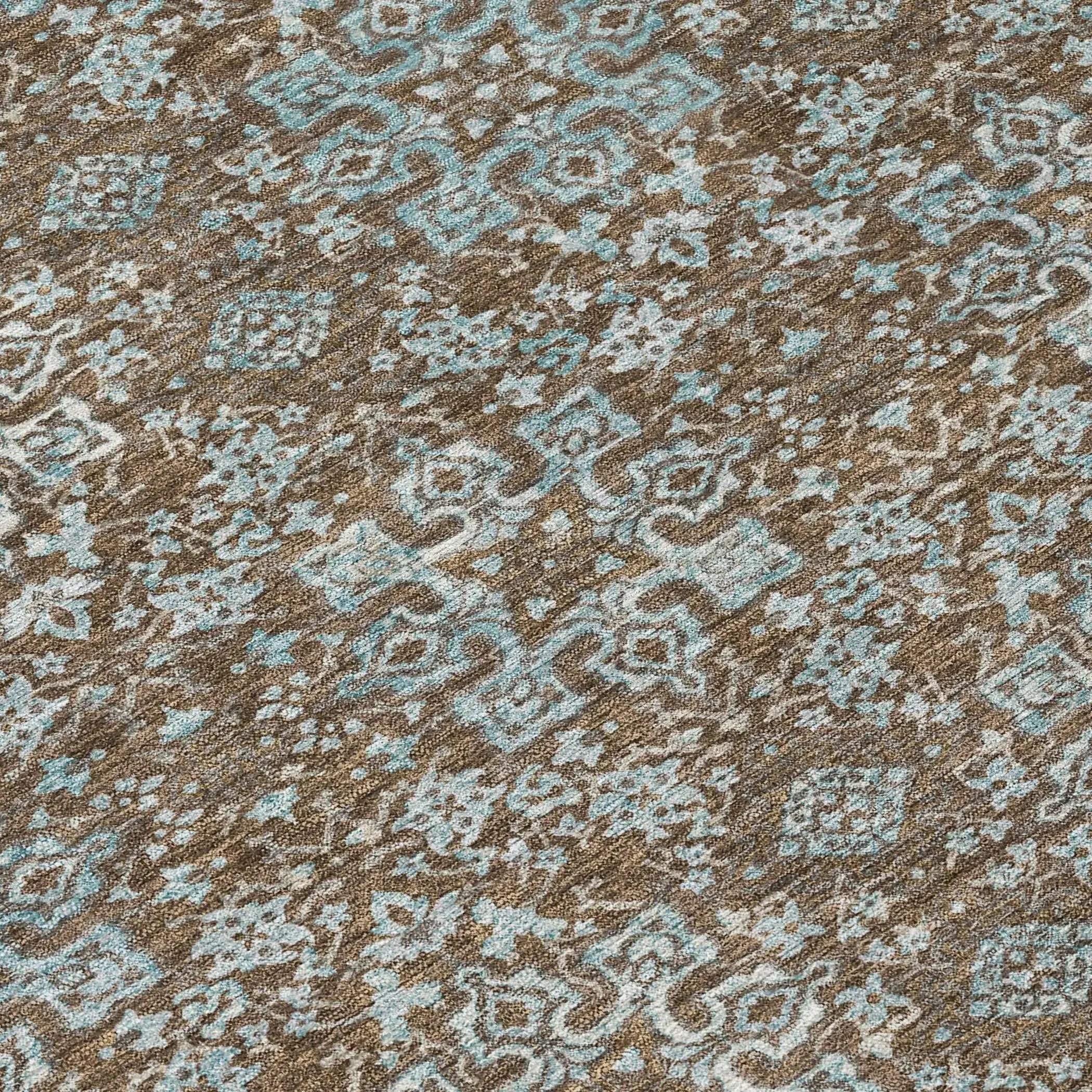10' X 14' Chocolate And Pearl Oriental Washable Indoor Outdoor Area Rug Homeroots Outdoor
