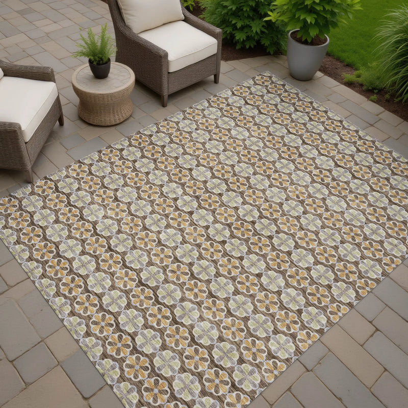 10' X 14' Chocolate And Purple Striped Washable Indoor Outdoor Area Rug Homeroots Outdoor