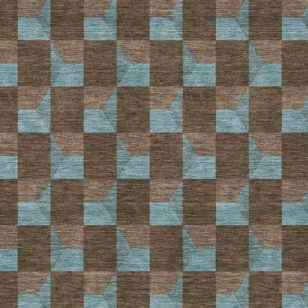 10' X 14' Chocolate And Silver Geometric Washable Indoor Outdoor Area Rug Homeroots Outdoor