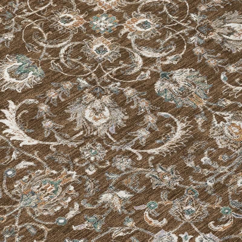 10' X 14' Chocolate And Taupe Botanical Leaves Washable Indoor Outdoor Area Rug Homeroots Outdoor