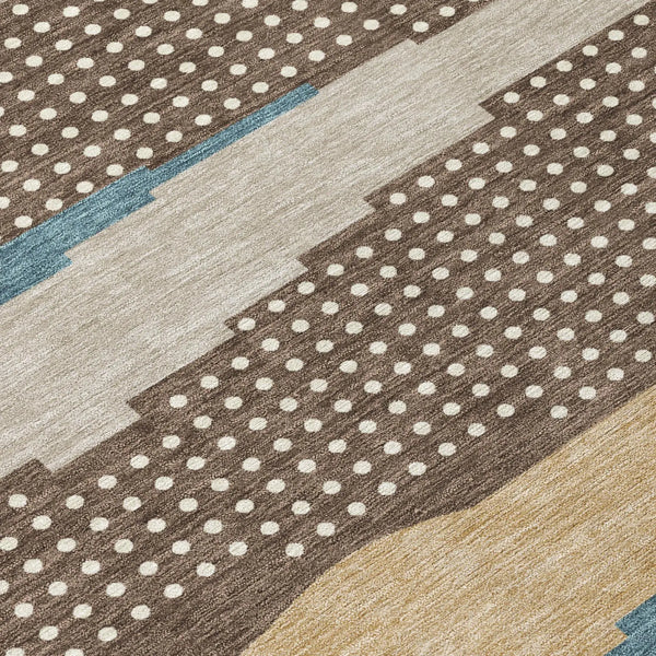 10' X 14' Coffee And Brown Abstract Washable Indoor Outdoor Area Rug Homeroots Outdoor