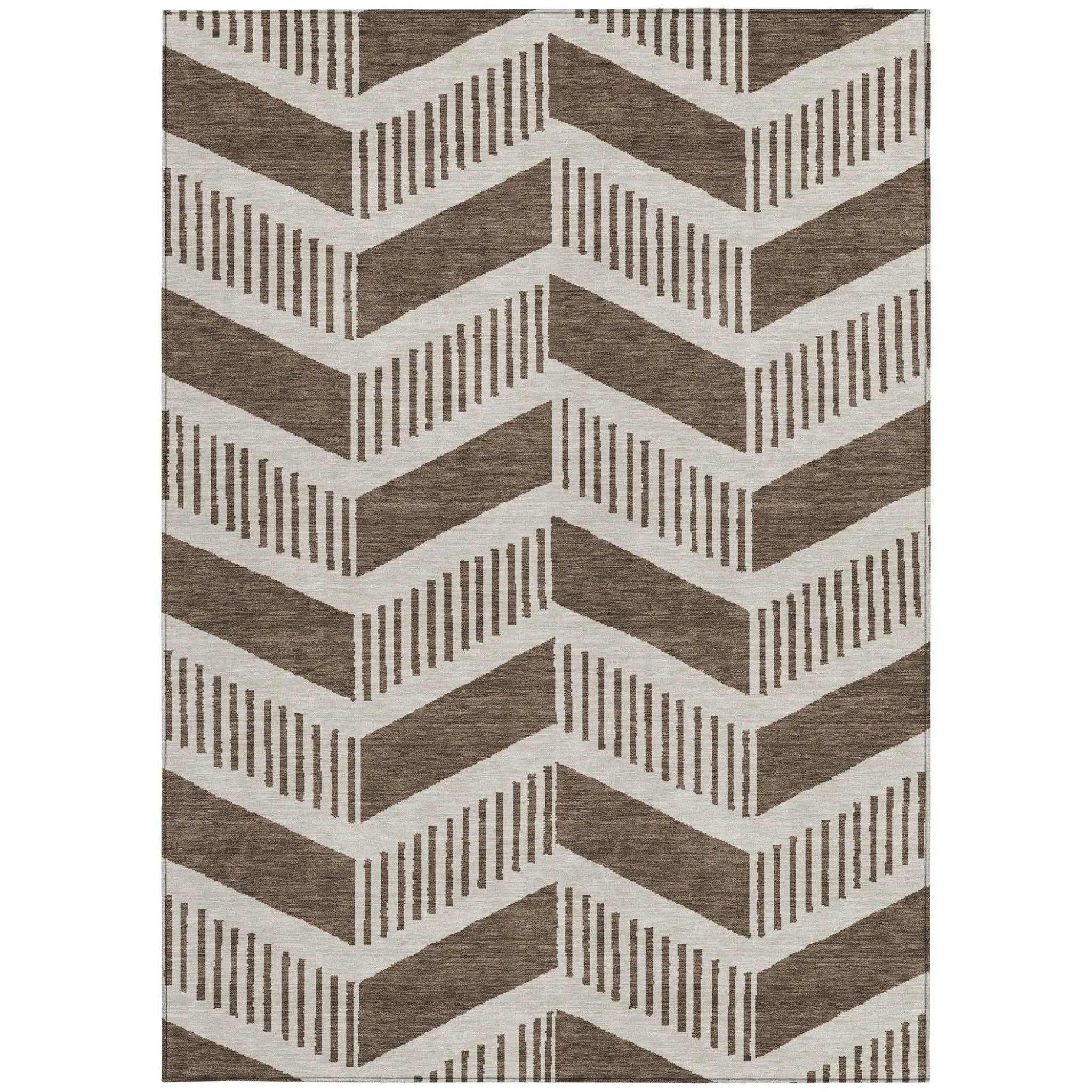 10' X 14' Coffee And Brown Geometric Washable Indoor Outdoor Area Rug Homeroots Outdoor