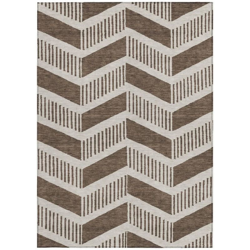 10' X 14' Coffee And Brown Geometric Washable Indoor Outdoor Area Rug Homeroots Outdoor