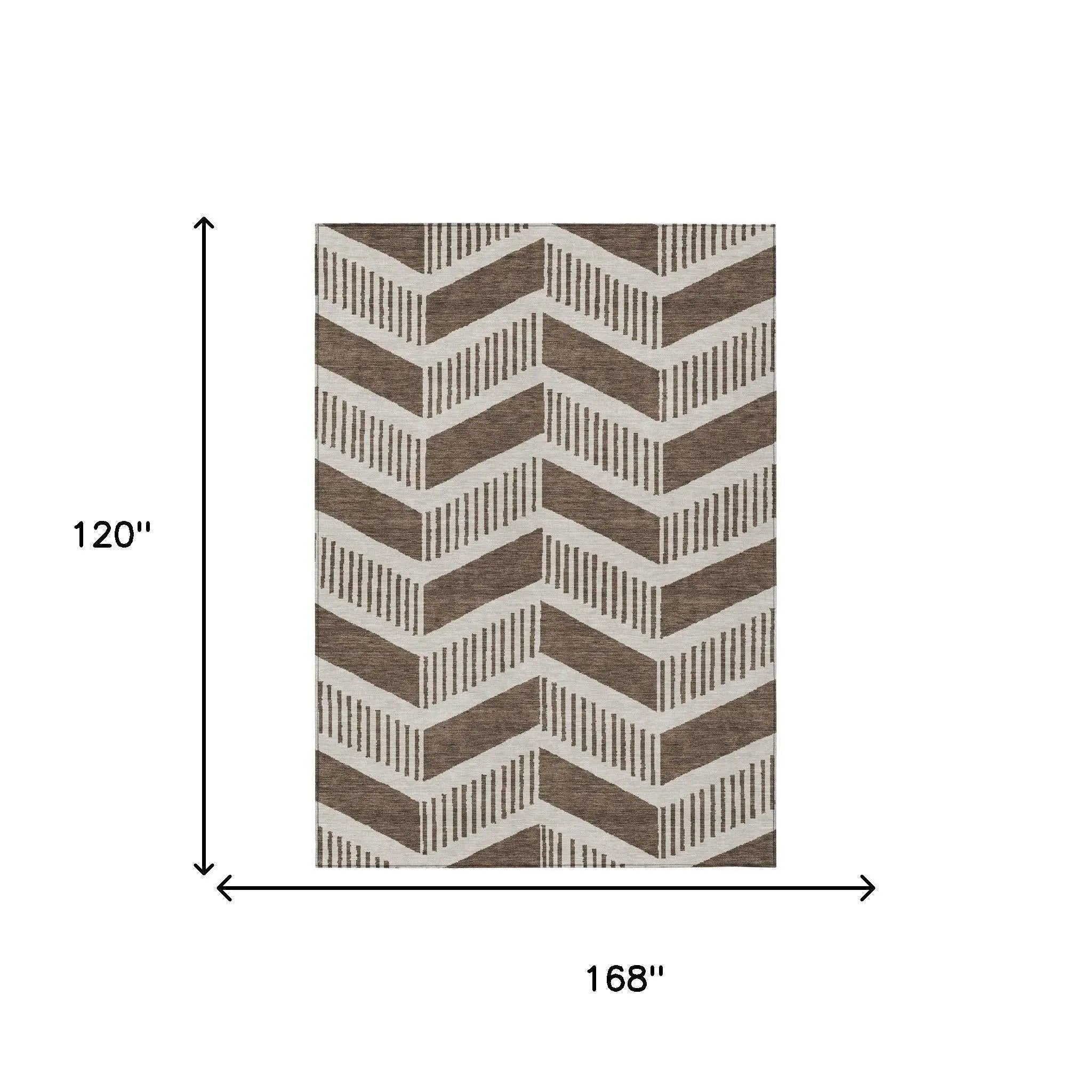 10' X 14' Coffee And Brown Geometric Washable Indoor Outdoor Area Rug Homeroots Outdoor
