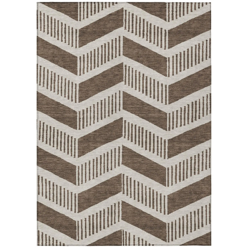10' X 14' Coffee And Brown Geometric Washable Indoor Outdoor Area Rug Homeroots Outdoor