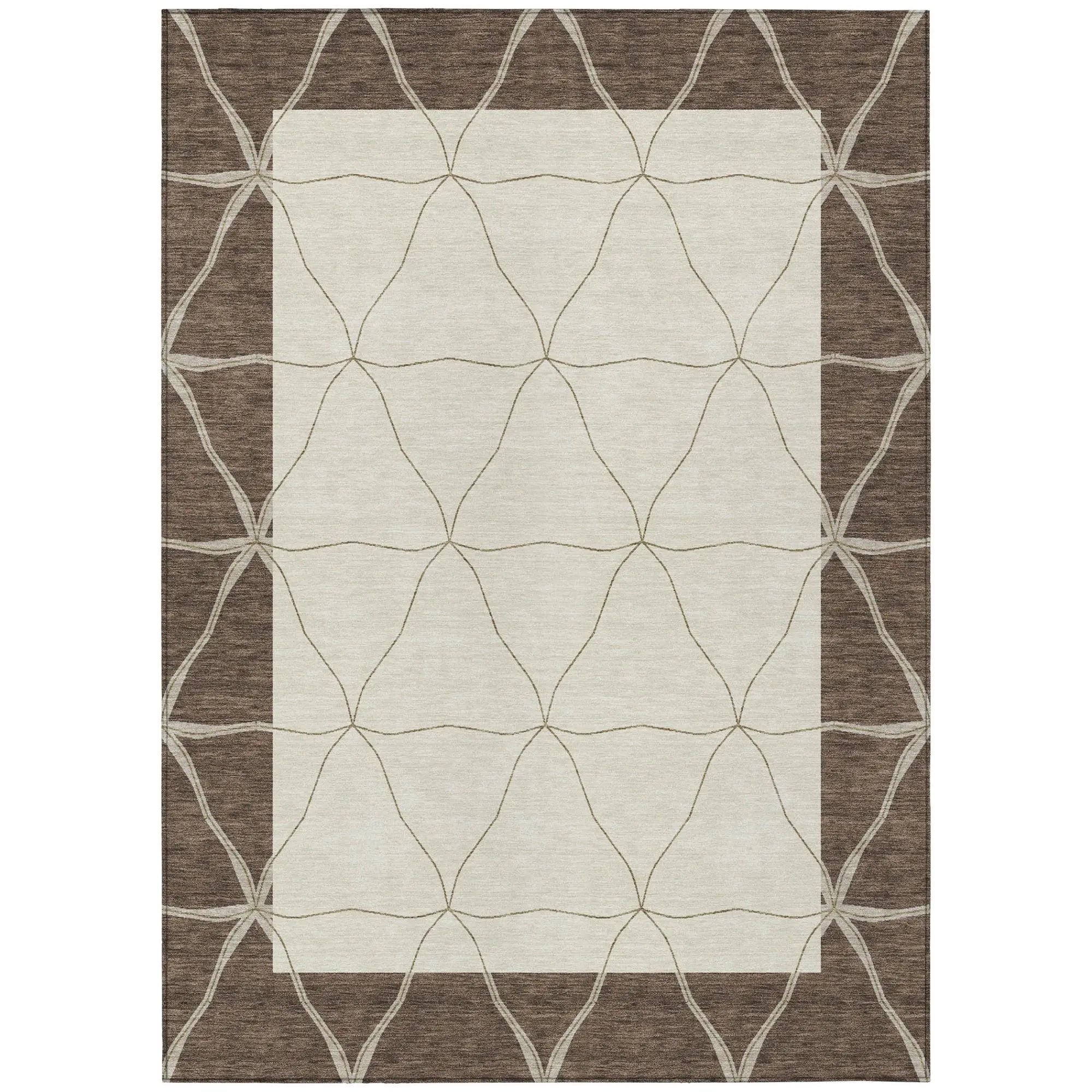 10' X 14' Coffee And Brown Geometric Washable Indoor Outdoor Area Rug Homeroots Outdoor