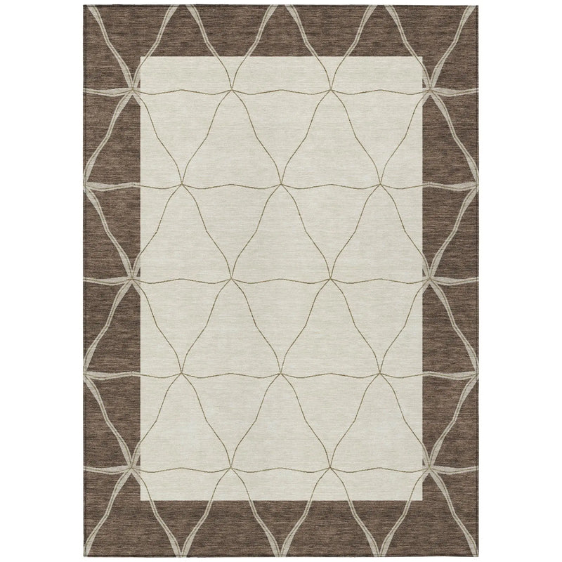 10' X 14' Coffee And Brown Geometric Washable Indoor Outdoor Area Rug Homeroots Outdoor