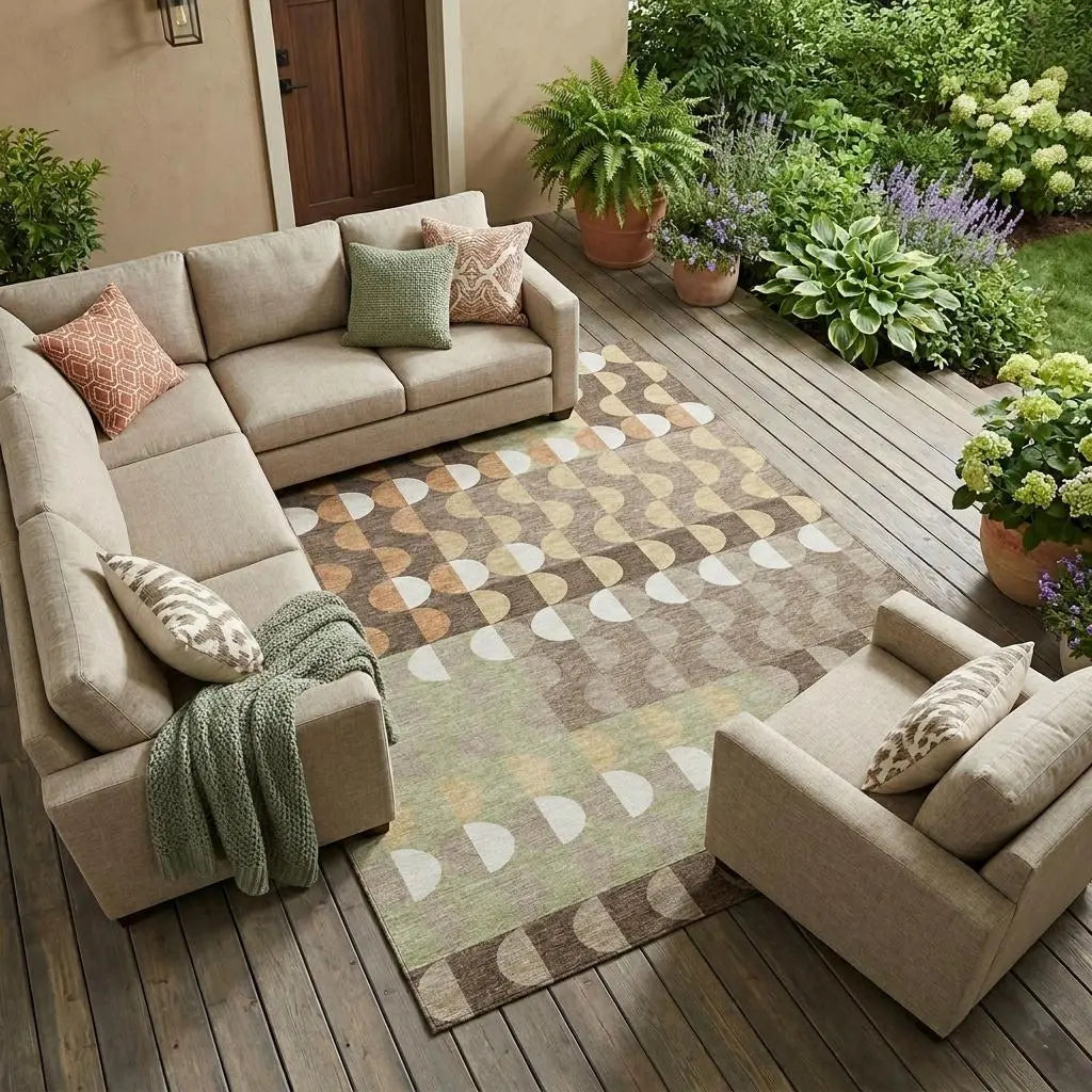 10' X 14' Coffee And Brown Geometric Washable Indoor Outdoor Area Rug Homeroots Outdoor