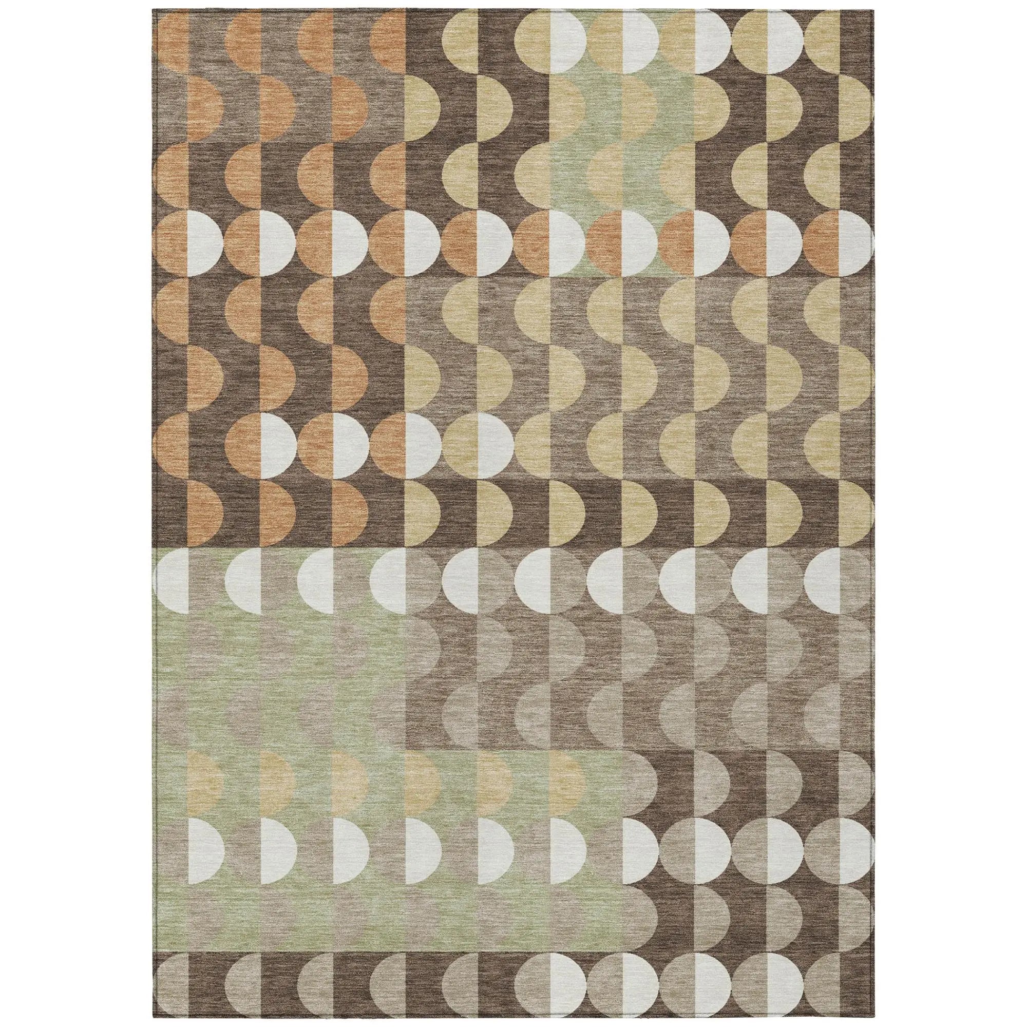 10' X 14' Coffee And Brown Geometric Washable Indoor Outdoor Area Rug Homeroots Outdoor