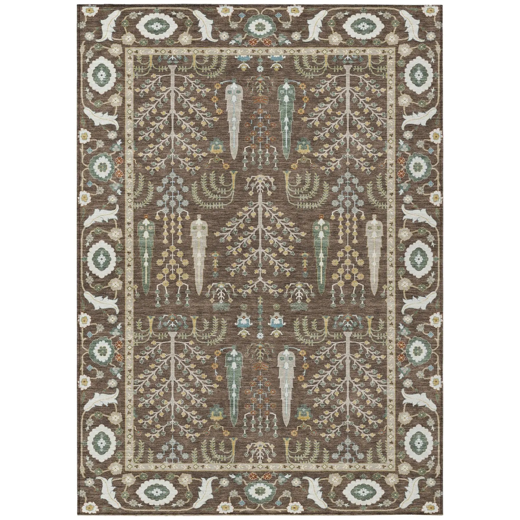 10' X 14' Coffee And Brown Oriental Washable Indoor Outdoor Area Rug Homeroots Outdoor