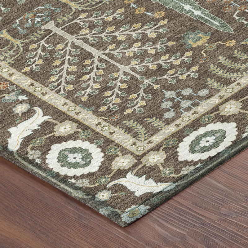 10' X 14' Coffee And Brown Oriental Washable Indoor Outdoor Area Rug Homeroots Outdoor