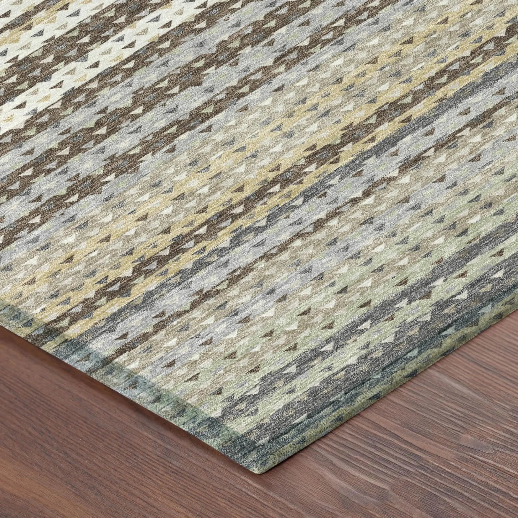 10' X 14' Coffee And Brown Striped Washable Indoor Outdoor Area Rug Homeroots Outdoor