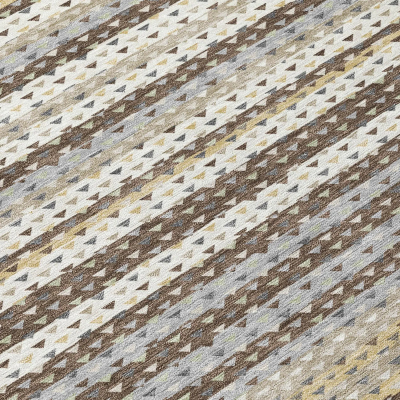 10' X 14' Coffee And Brown Striped Washable Indoor Outdoor Area Rug Homeroots Outdoor